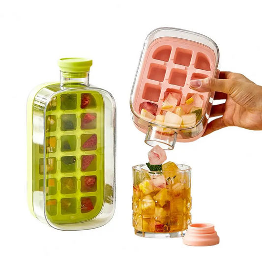Ice Cube Tray with Lid - NO SPILL Ice Tray for Freezer - NO TOUCH Silicone Ice Cube Tray for Freezer with Straw + Cable Tie Mold