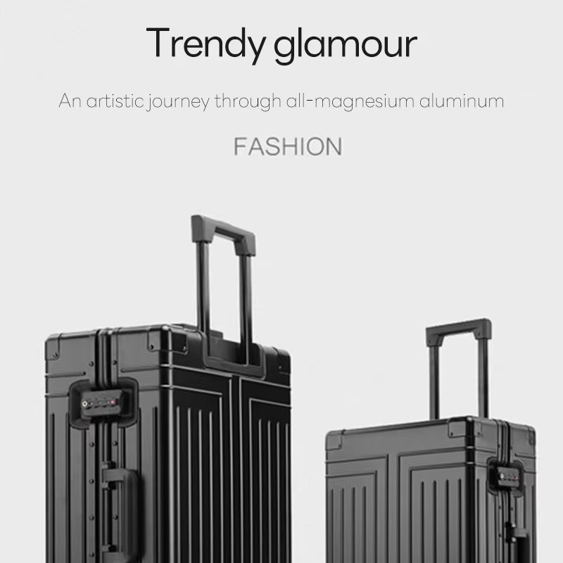 100% Aluminum-Magnesium Alloy Travel Suitcase Rolling Luggage 20/24/28 Inch Trolley Luggage Carry-On Cabin Suitcase