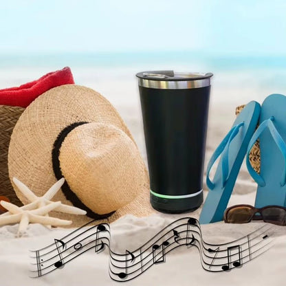 Portable Music Cup with Bottle Opener Stainless Steel 16Oz Reusable Simple Water Bottle Speaker Wireless Bluetooth Speaker