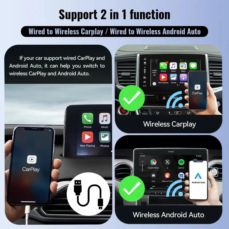 NEW Wireless Carplay Android Auto Wireless Adapter Smart Mini Box Plug and Play Wifi Fast Connect Universal for Nissan