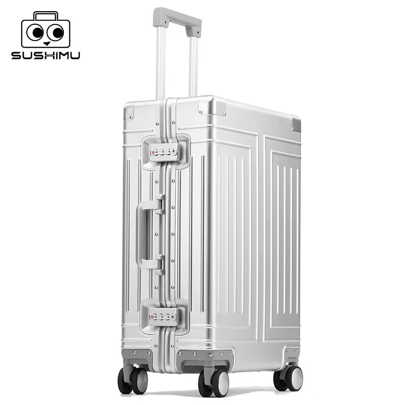 100% Aluminum-Magnesium Alloy Travel Suitcase Rolling Luggage 20/24/28 Inch Trolley Luggage Carry-On Cabin Suitcase