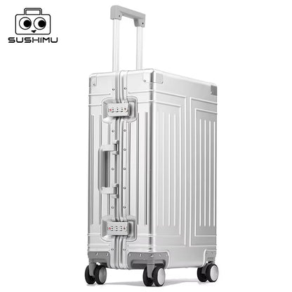 100% Aluminum-Magnesium Alloy Travel Suitcase Rolling Luggage 20/24/28 Inch Trolley Luggage Carry-On Cabin Suitcase